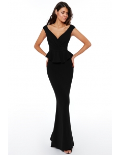 RED CROSS OVER PEPLUM MAXI DRESS