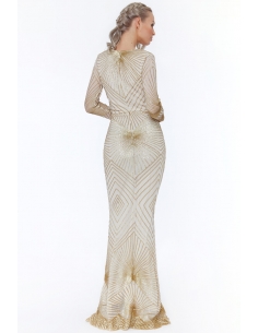 CORAL STARBURST SEQUIN MAXI DRESS 2