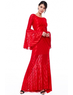 ROBE MAXI À MANCHES RED BELL