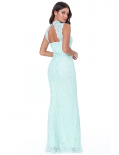 MINT HIGH NECK CUT OUT LACE MAXI DRESS 2