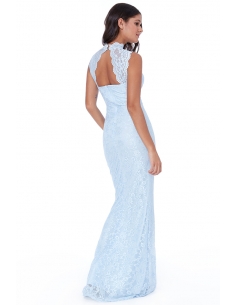 POWDERBLUE HIGH NECK CUT OUT LACE MAXI DRESS 2