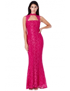 CERISE YÜKSEK KOLYE CACE OUT LACE MAXI ELBİSE