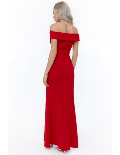 RED OFF THE SHOULDER MAXI WITH SPLIT 2