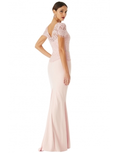LACE BODICE MAXI DRESS WITH CAP SLEEVES 2