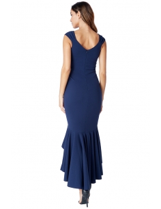 NAVY HIGH LOW FRILL HEM MAXI DRESS 2