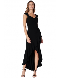 ROBE MAXI À HAU MOUS FRAISE NOIRE