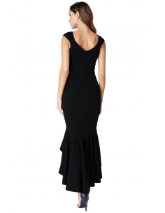 ROBE MAXI À HAU MOUS FRAISE NOIRE 2