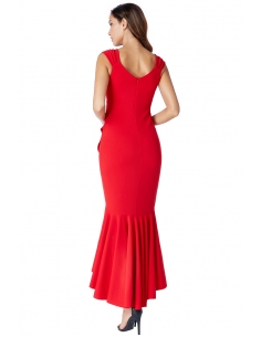 RED HIGH LOW FRILL HEM MAXI DRESS 2