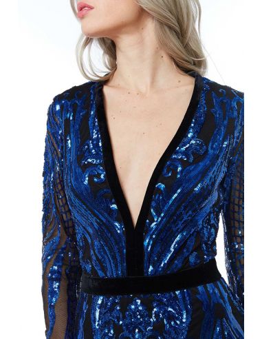 royal blue deep v dress