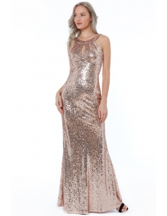 HALTER MAXI FISHTAIL SEQUIN DRESS
