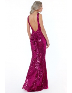CERISE CHAMPAGNE HALTER MAXI FISHTAIL SEQUIN DRESS 2