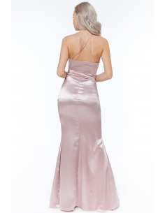 BLUSH ROYAL BLUE SATIN RUFFLE FRONT MAXI DRESS 2