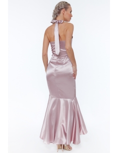 BLUSH SATIN HALTERNECK WITH FRILL MAXI DRESS 2