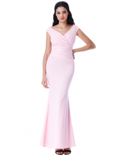 ROBE MAXI PLISSÉE PLISSÉE BARDOT ROSE