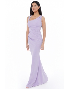 LAVENDER ASYMMETRIC PLEATED MAXI DRESS