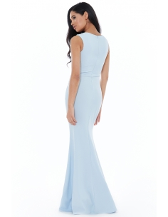 MAXI ROBE PLISSÉE PLISSÉE ASYMÉTRIQUE BLEUE 2