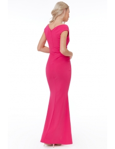 CERISE BARDOT PLEATED MAXI DRESS 2