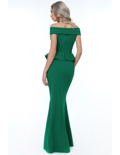 VIVID EMERALD BARDOT CROSSOVER MAXI DRESS 2