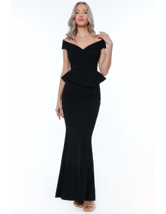 SİYAH BARDOT ÇAPRAZ MAXI ELBİSE