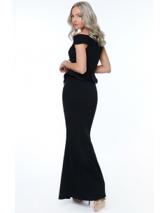 Robe maxi croisée Bardot noire 2
