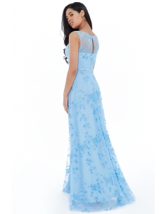 POWDER BLUE MESH EMBROIDERED MAXI DRESS 2