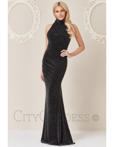 HALTER NECK GLITTER MAXI DRESS