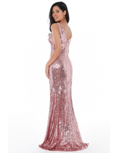ROSE SEQUINNED LOW V NECK DRESS 2