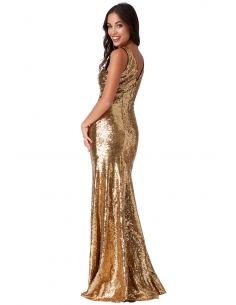 CERISE SEQUINNED LOW V NECK DRESS 2