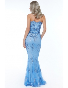 POWDER BLUE STRAPLESS SEQUIN EMBROIDERED MAXI DRESS 2