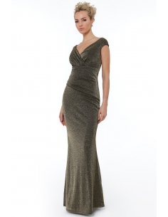 GOLD BARDOT MAXI DRESS