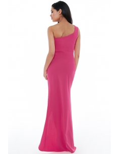 CERISE ONE SHOULDER MAXI WITH FRILL PLEAT 2