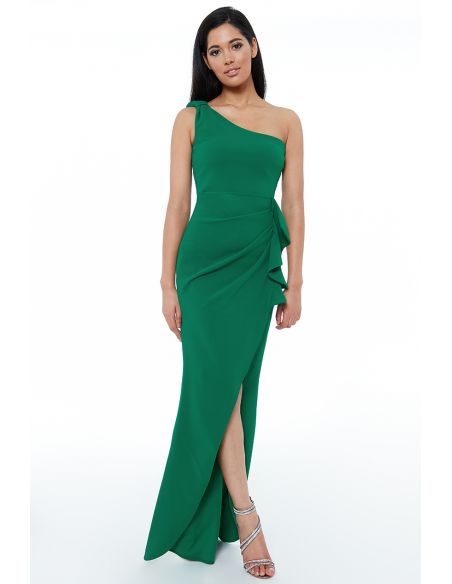 VIVD EMERALD ONE SHOULDER MAXI WITH FRILL PLEAT