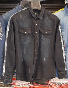 Shirt jeans for men distressed and logo Model 2 2