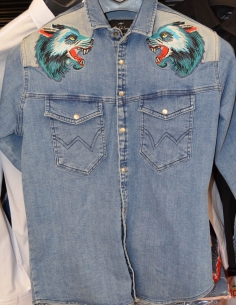 Shirt jeans for men distressed and logo  Model 3 2