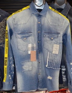 Shirt jeans for men distressed and logo  Model 5 2