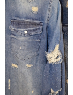 Shirt jeans for men distressed and logo  Model 4 2