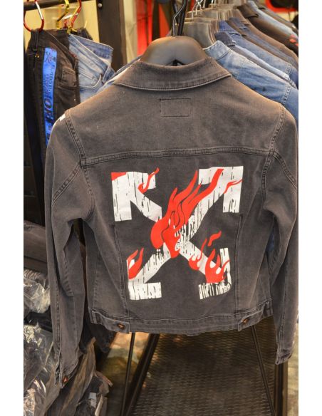 Jean jacket for men distressed and logo  Model 2