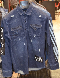 Jean jacket for men distressed and logo  Model 3 2