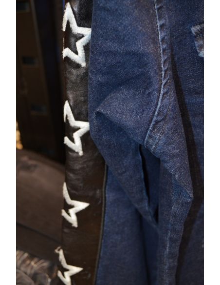 Jean jacket for men distressed and logo  Model 3