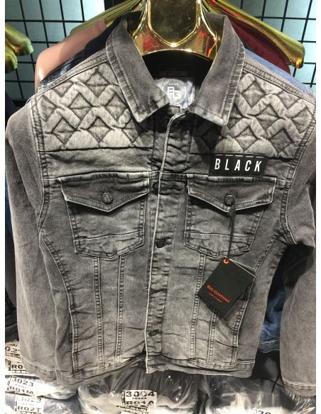 Veste noire en jean pour hommes