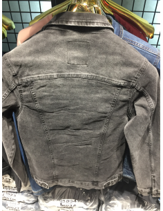 Veste noire en jean pour hommes 2